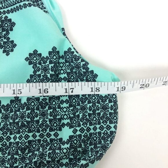 London Times Halter Maxi Dress Womens 12 Turquoise Black Geometric Print - Picture 9 of 14